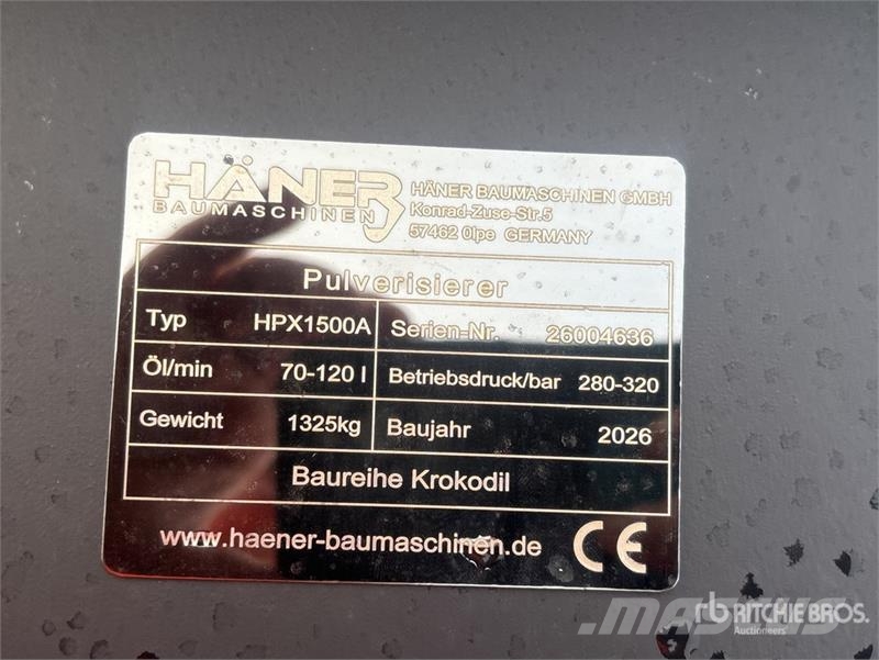  Haener HPX1500A Rotating Demolition Pulverizer (Un Pulveriser  (Demolition Crusher ) 