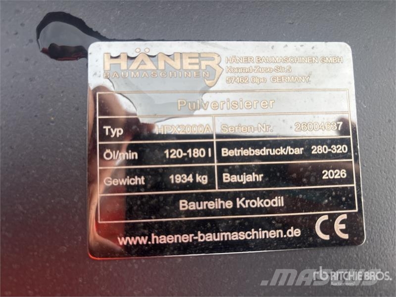  Haener HPX2000A Rotating Demolition Pulverizer (Un Pulveriser  (Demolition Crusher ) 