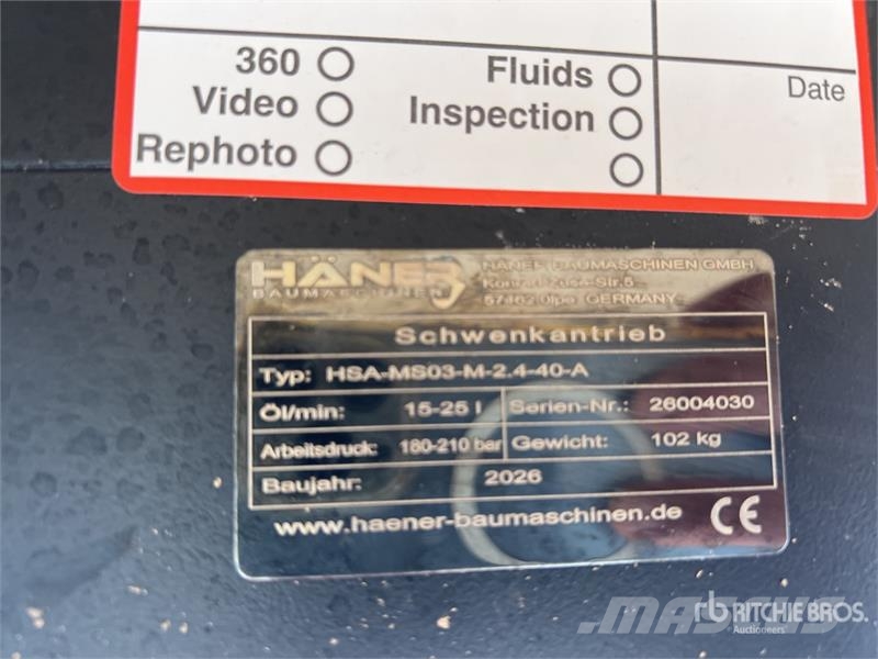  Haener HSA-MS03-M-2.4-40-A swing drive (Unused) Other components