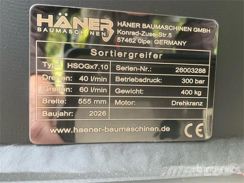 Haener HSOGx7.10A Hydraulic Rotating Excavator Gra Grapples