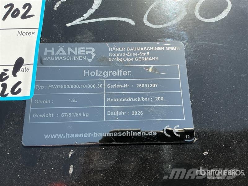 Haener HWG800.30 Log Grapple (Unused) Grapples
