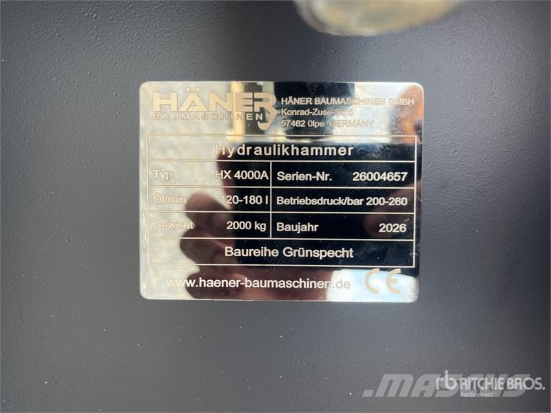  Haener HX4000A Hydraulic Breaker (Unused) Hydraulik / Trykluft hammere