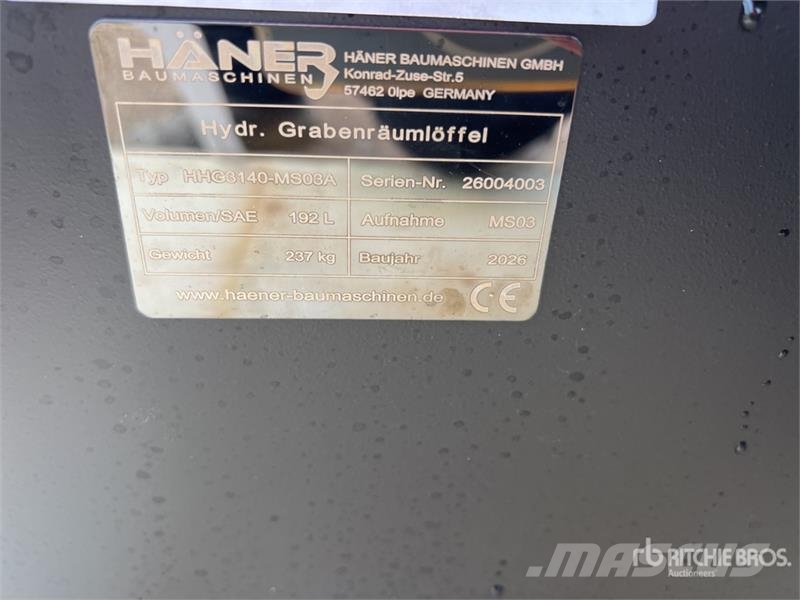  Haener Package of Excavator Bucket (Unused) Benne
