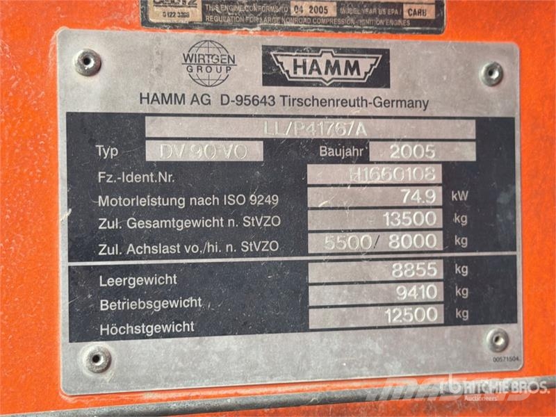 Hamm DV90VO Double Drum Roller Walce dwubębnowe