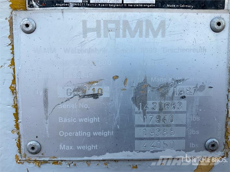 Hamm GRW10 Pneumatic Roller Pneumatiska Hjulvältar