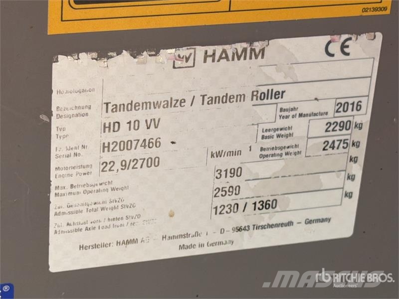 Hamm HD10VV Double Drum Roller Valjci sa duplim bubnjem
