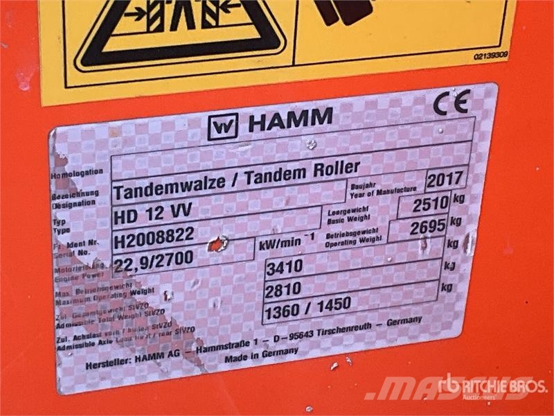 Hamm HD12VV Double Drum Roller Twin drum rollers