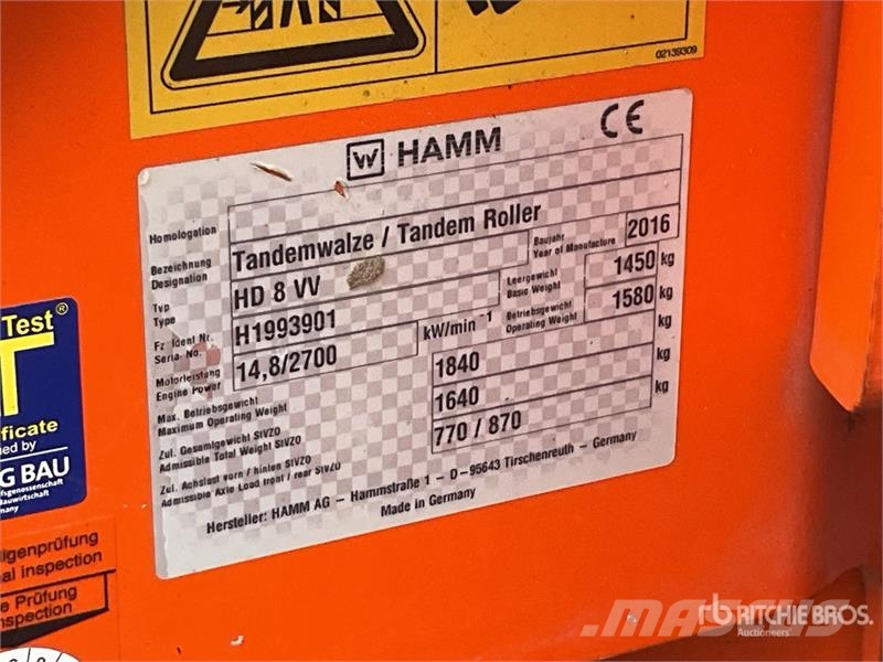Hamm HD8VV Double Drum Roller Twin drum rollers