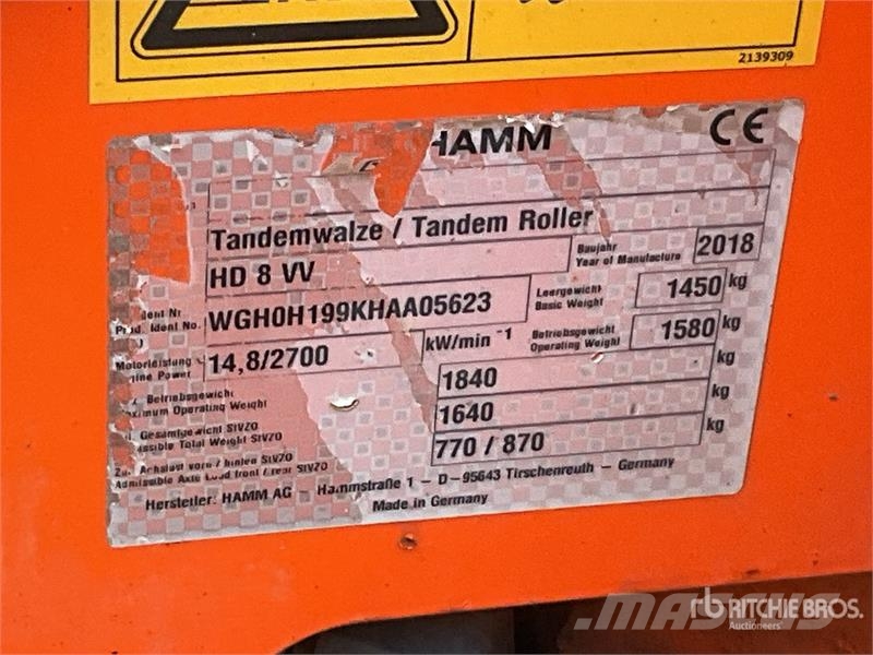 Hamm HD8VV Double Drum Roller Tvilling tromle