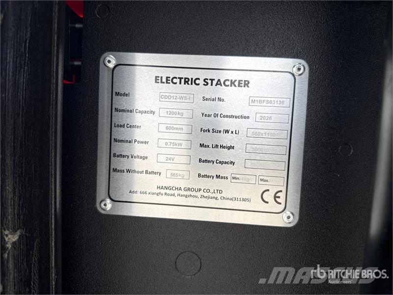 Hangcha CDD12-WS-1 1200 kg Electric Order Picker (Unused) Strednezdvižný vozík