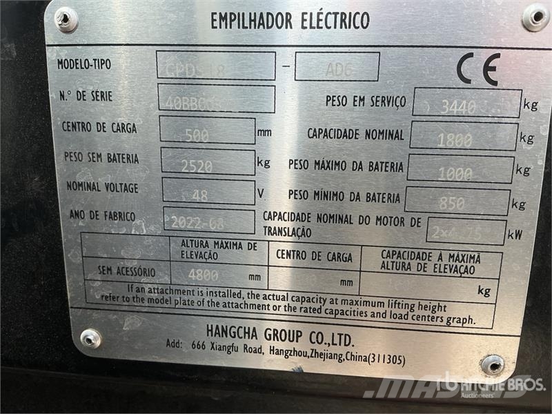 Hangcha CPDS18 Electric Forklift Electric forklifts