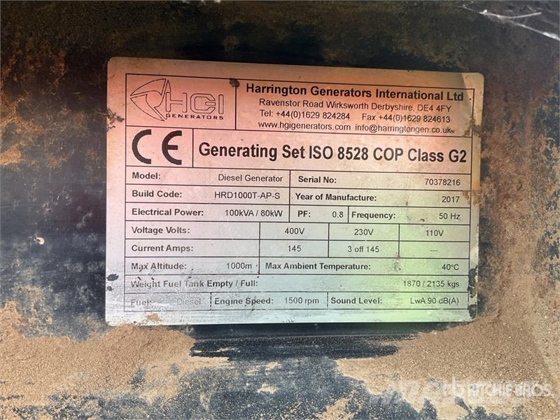 Harrington HRD100 100 kVA Skid-Mounted Generator Set Dizel Jeneratörler