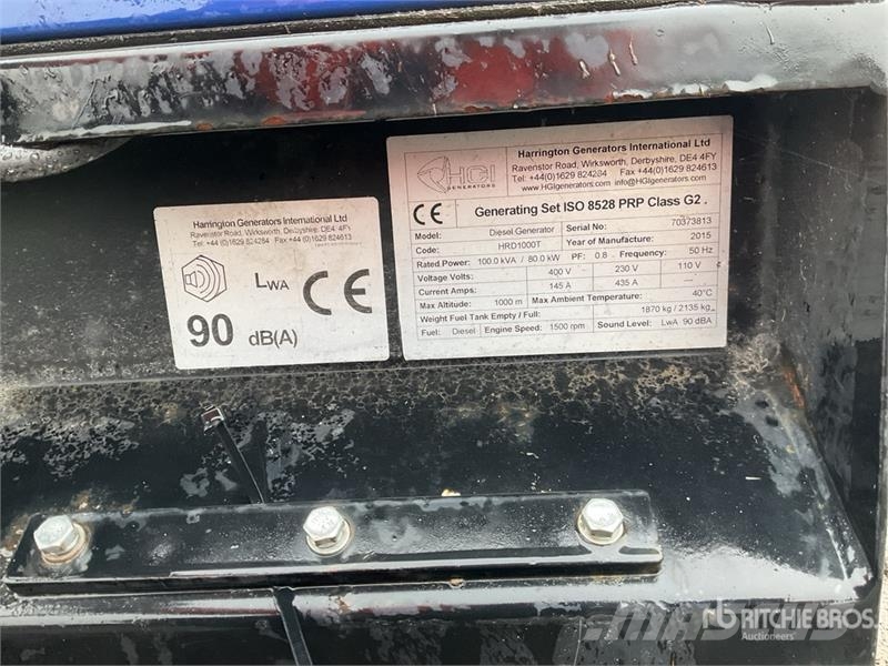  Harrinton HRD1000T 100 kVA Skid-Mounted Generator  Dizel generatori