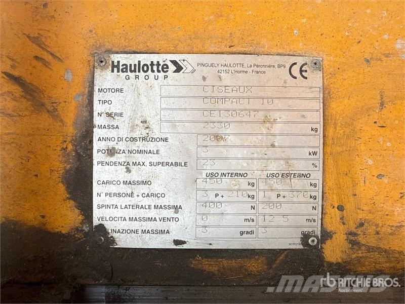 Haulotte Compact 10 Electric Electric Scissor Lift Nacelle ciseaux