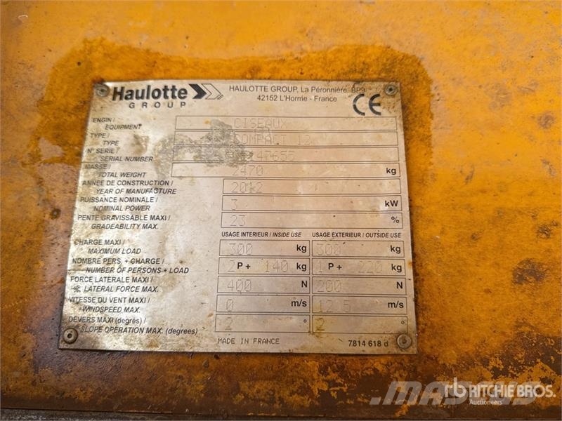 Haulotte Compact 12 Electric Nacelle Ciseau Electrique Scis Nacelle ciseaux