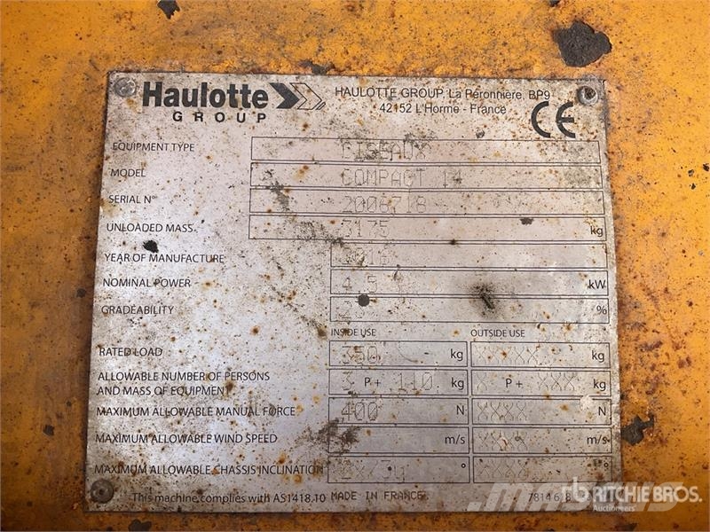 Haulotte Compact 14 Electric Scissor Lift Šķerveida pacēlāji