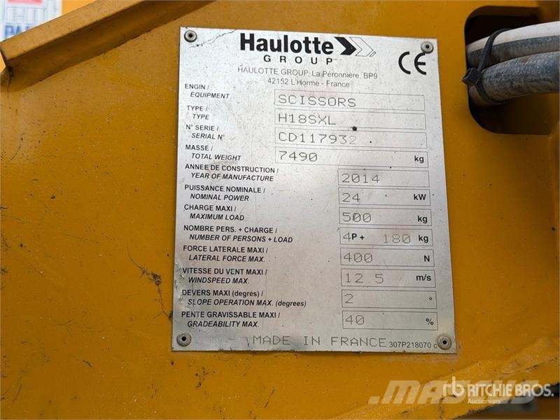 Haulotte H18S XL 4x4 Scissor Lift رافعات مقصية الشكل