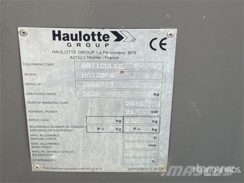 Haulotte HA120PX 4WD Diesel Nacelle Articulee Articulating  Knikarmhoogwerkers