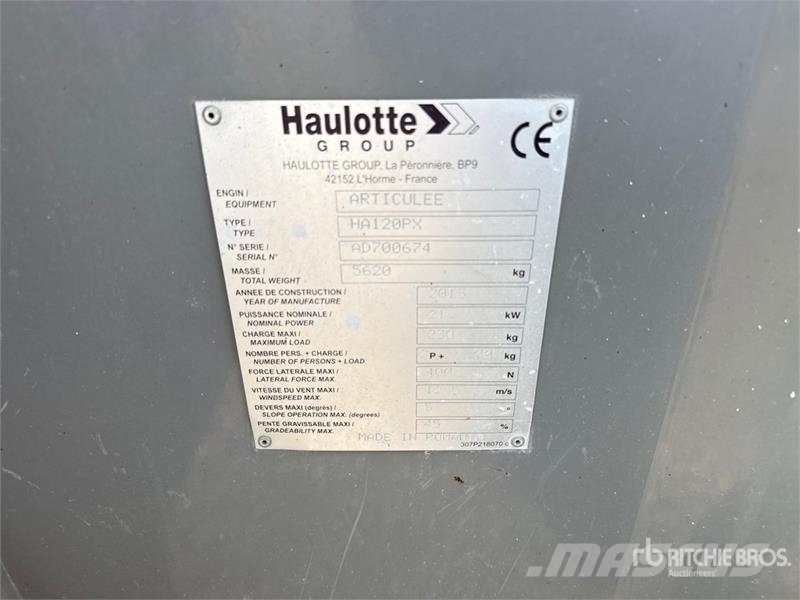 Haulotte HA120PX Articulating Boom Lift Körüklü personel platformları