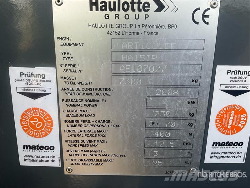 Haulotte HA151P 2WD Electric Articulating Boom Lift Elevadores braços articulados