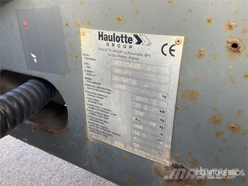 Haulotte HA16PX 4WD Diesel Articulating Boom Lift Strēles pacēlāji