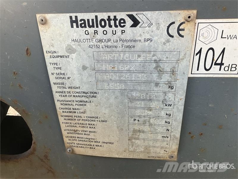 Haulotte HA16PX 4WD Diesel Articulating Boom Lift Zglobne podizne platforme