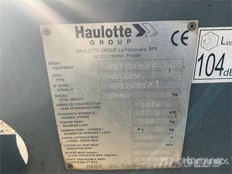 Haulotte HA16PX 4WD Diesel Articulating Boom Lift Strēles pacēlāji