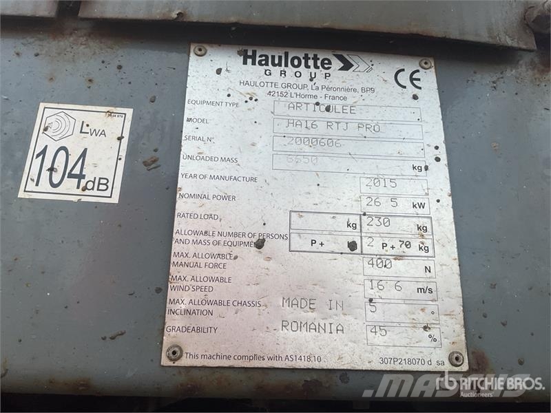 Haulotte HA16RTJ 4WD PRO Articulating Boom Lift Iseliikuvad poomtõstukid