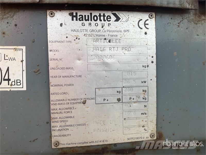 Haulotte HA16RTJ 4WD PRO Articulating Boom Lift Iseliikuvad poomtõstukid