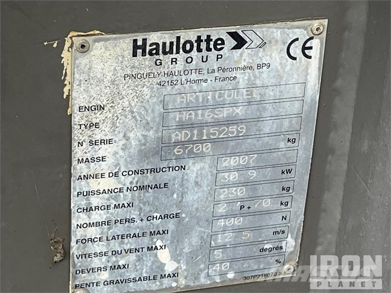 Haulotte HA16SPX 4WD Diesel Articulating Boom Lift Strēles pacēlāji