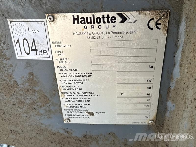 Haulotte HA18SPX Articulating Boom Lift Bomlifte med knækarm