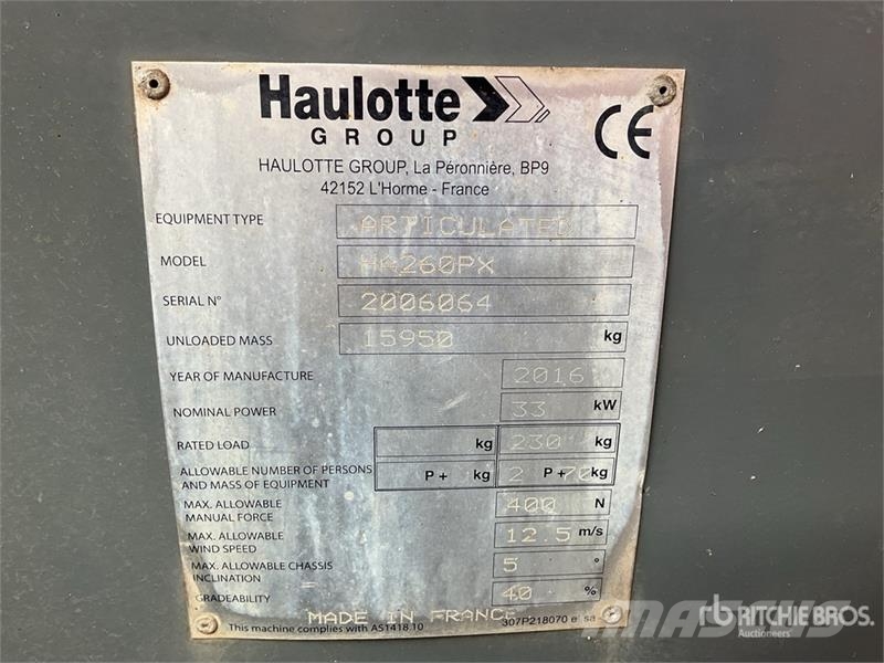 Haulotte HA260PX 4WD Diesel Articulating Boom Lift Articulated boom lifts