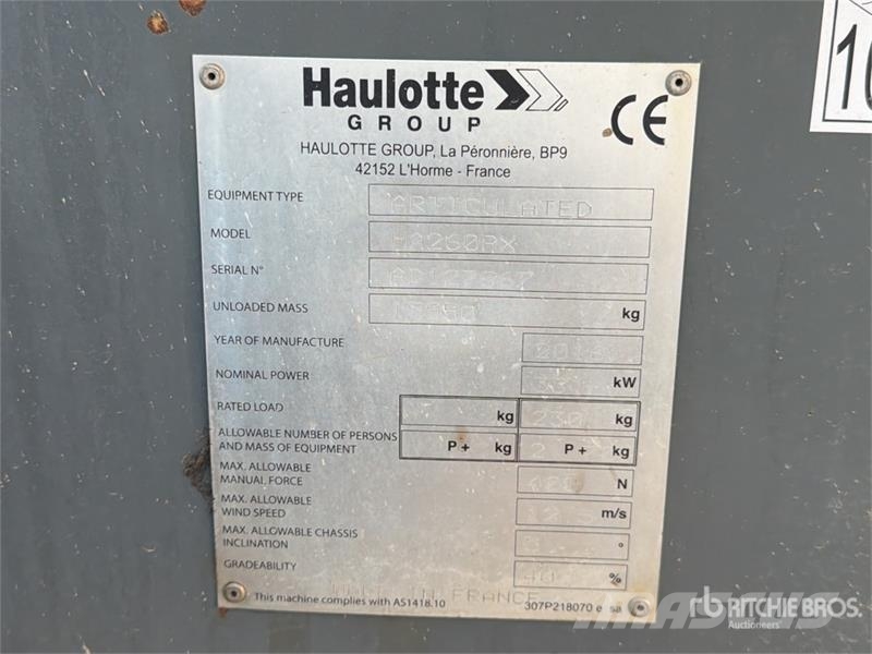 Haulotte HA260PX 4WD Nacelle Articulee Articulating Boom Li 관절형 전동이동 리프트