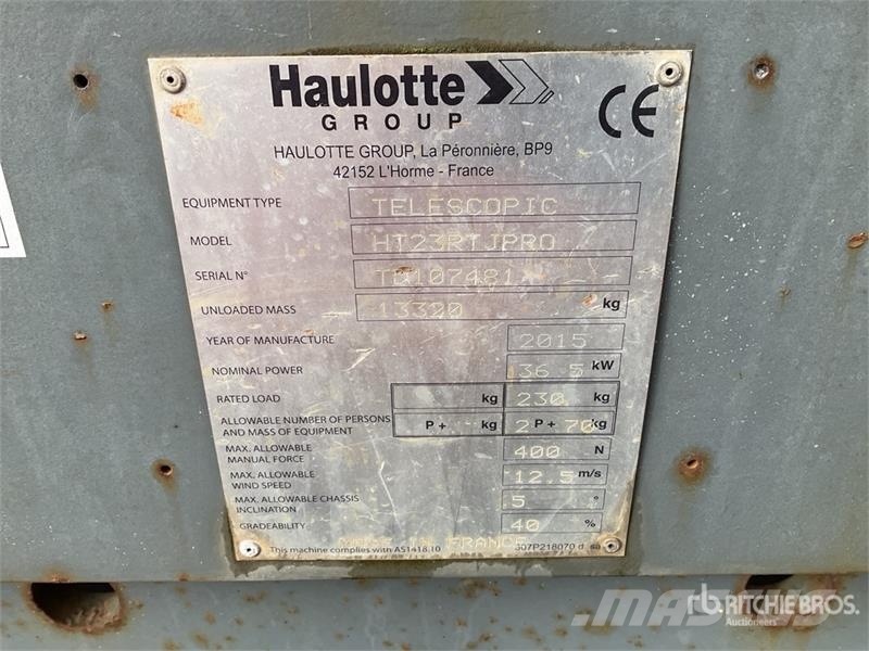 Haulotte HT23RT J Telescopic Boom Lift Teleskopiskie pacēlāji