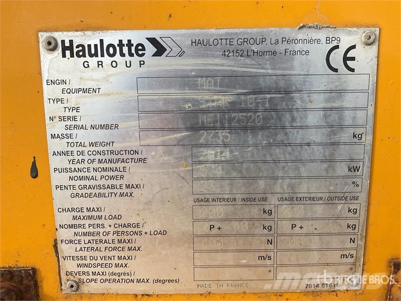 Haulotte Star 10-1 2WD Electric Telescopic Boom Lift Teleskoop poomtõstukid