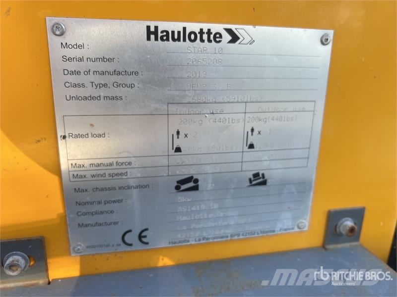 Haulotte Star 10 Nacelle A Mat Droit Vertical Mast Lift Ανυψωτήρες με κατακόρυφους πυλώνες