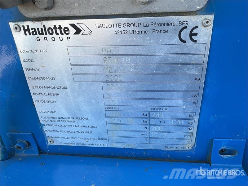 Haulotte Star10 Vertical Mast Lift Вертикальные мачтовые подъемники