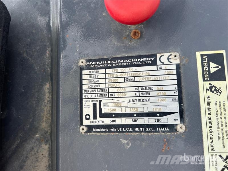 Heli CPD 15S - AH 1500 kg Electric Forklift Elektriske trucker