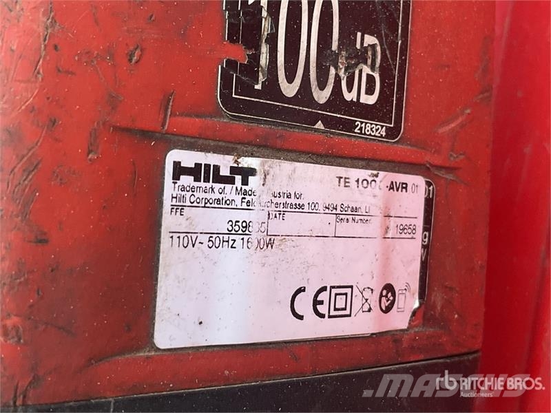 Hilti of (2) Hilti TE 1000 AVR Demolition Breaker Chisel ploughs