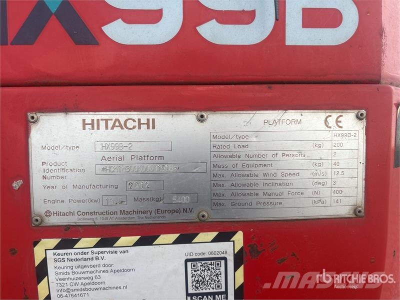 Hitachi HX99B-2 Crawler Diesel Telescopic Boom Lift (Inope Telescoophoogwerkers