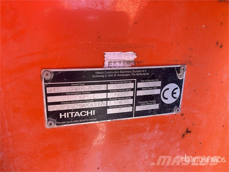Hitachi ZW310-6 Wheel Loader Cargadoras sobre ruedas
