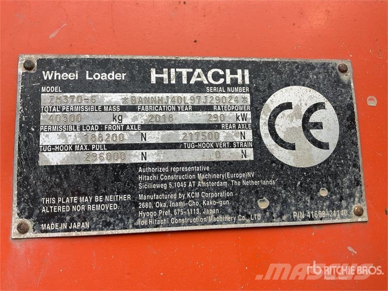 Hitachi ZW370-6 High Lift Wheel Loader Pás carregadoras de rodas