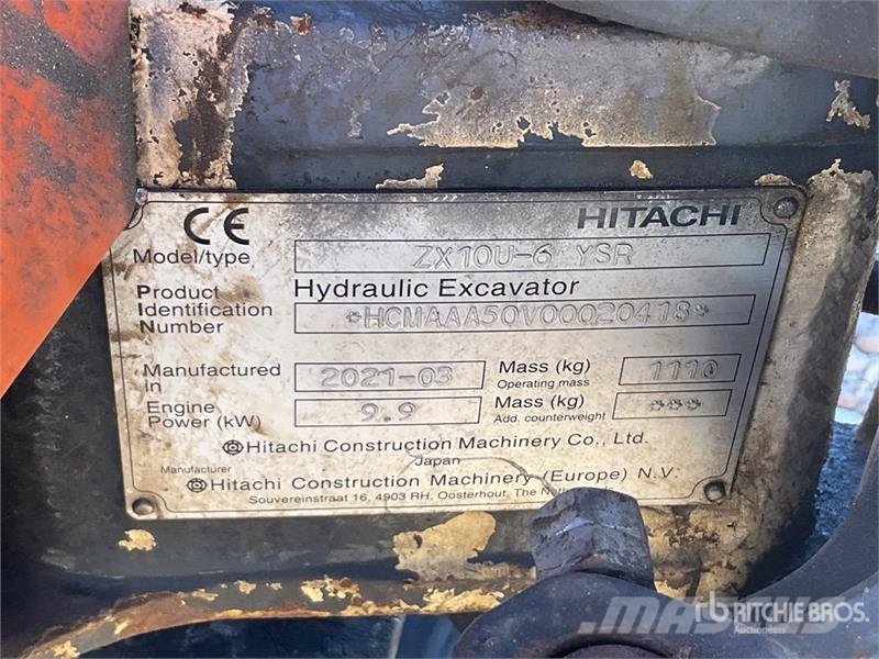 Hitachi ZX10U-6 YSR Mini Excavator حفارات صغيرة أقل من 7 طن (حفارات صغيرة)