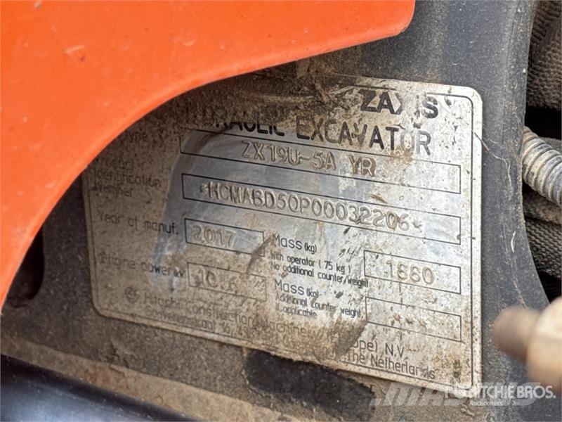 Hitachi ZX19U-5A YR Mini Pelle Mini Excavator Mini bagri <7t