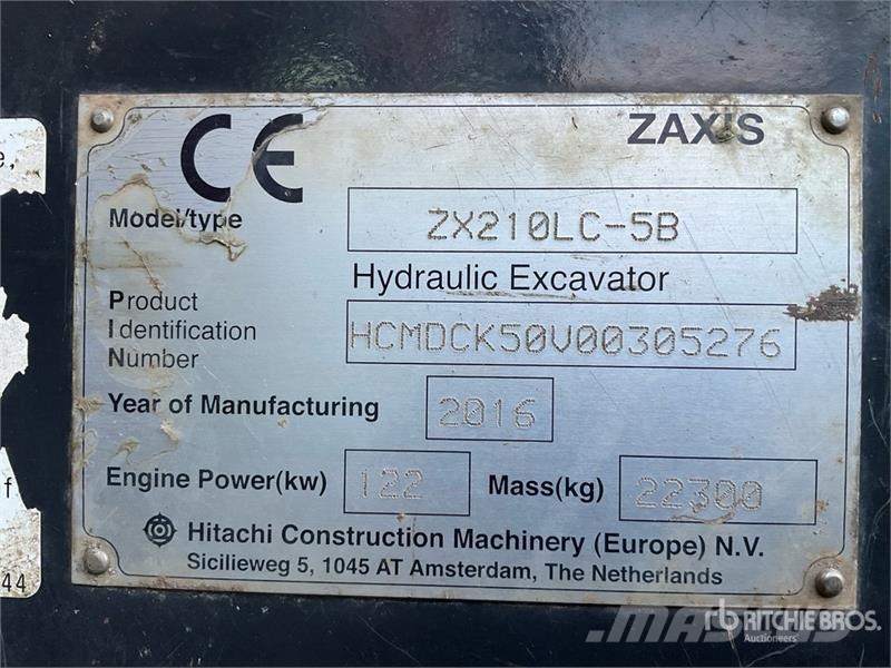 Hitachi ZX210LC-5B Tracked Excavator Gravemaskiner på larvebånd