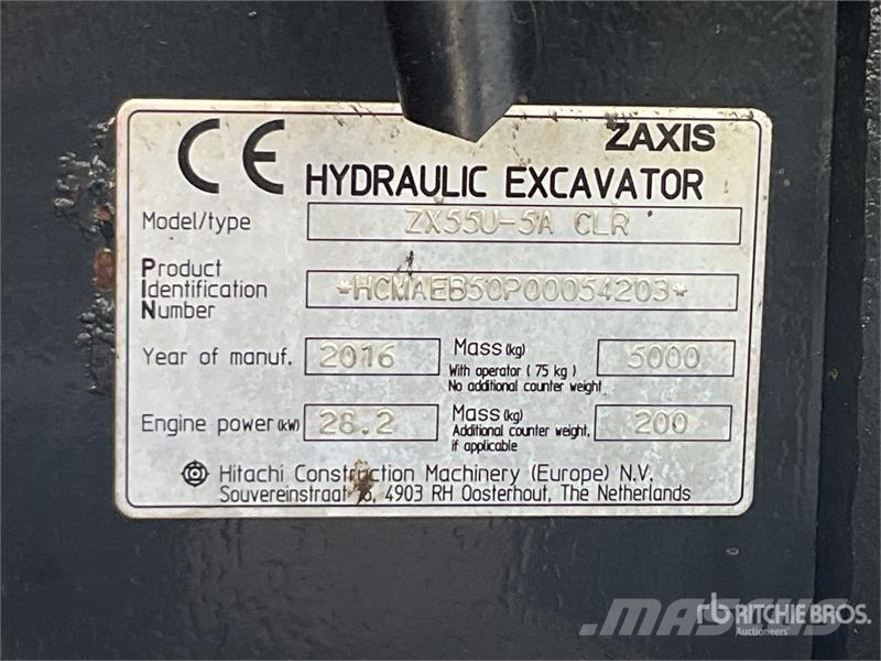Hitachi ZX55U-5A CLR Mini Excavator حفارات صغيرة أقل من 7 طن (حفارات صغيرة)