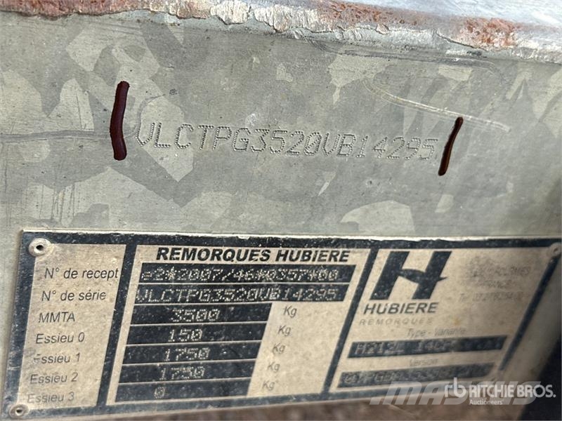 Hubiere T/A Remorque 2 Essieux Equipment Trailer Autotransport-Anhänger