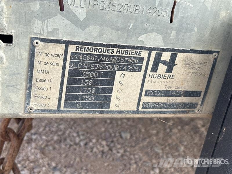 Hubiere T/A Remorque 2 Essieux Equipment Trailer Autotransport-Anhänger