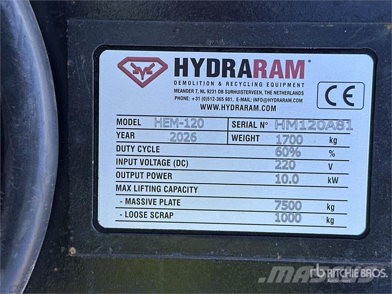 Hydraram HEM-120 Lifting Magnet (Unused) Overige componenten