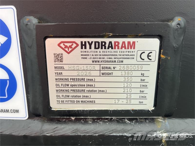 Hydraram HSG-150R Q/C Rotating Demolition Grapple (Unused) Pinzas